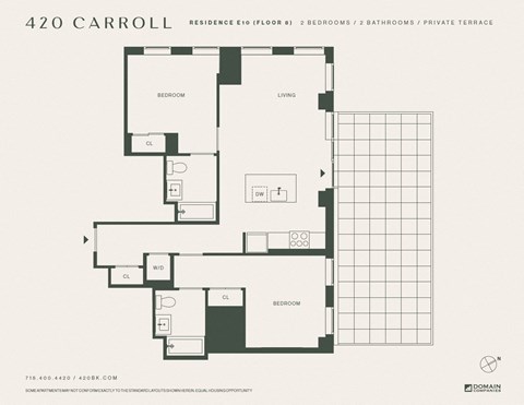Floor plan for 1 bed, 1 bath, 998 sqft